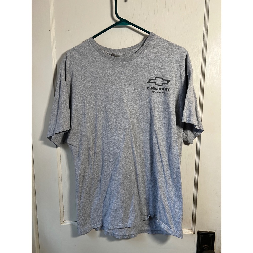Mens‎ Chevrolet Motorsports T Shirt Gray Gildan Heavy Cotton XL Short Sleeve